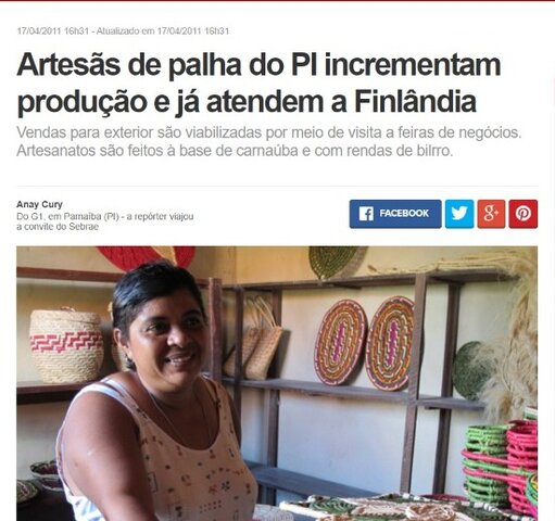 Reportagem Artesãs de palha do PI incrementam produção e já atendem a Finlândia