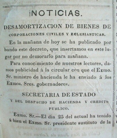 Ley de desamortización de bienes eclesiásticos