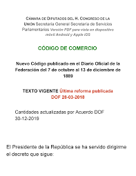 Ultima reforma al Código de Comercio