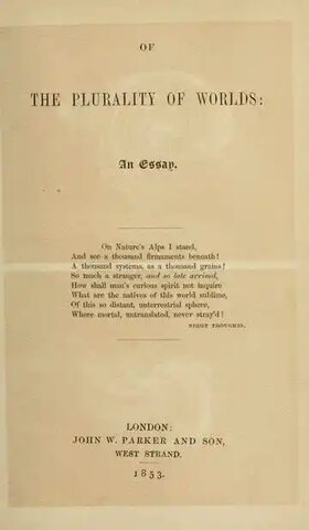 Of the Plurality of Worlds. An Essay.