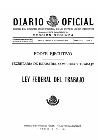 Primera Ley Federal del Trabajo