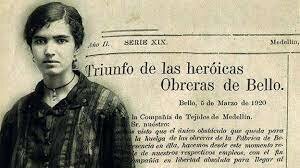 Huelga de obreras en Fabricato (Medellín) liderado por Betsabé Espinel