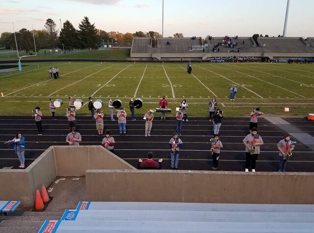 Marching band started.