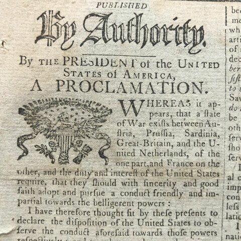 Washington's Proclamation of Neutrality