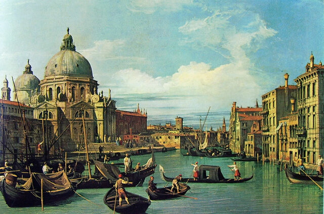 Ingresso al Canal Grande con la dogana e la chiesa della Salute