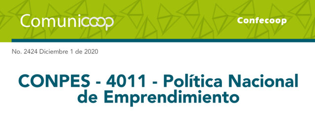 Conpes 4011 Politica Nacional de Emprendimiento