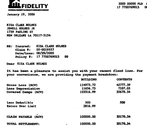 Flood insurance cash kicks in