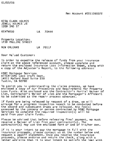 Bank sends Holmes a letter, says fix it up home or pay it off