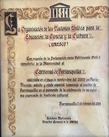 Declaración de la UNESCO  al carnaval