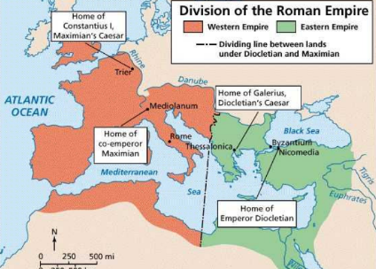 Roman Empire Splits into 2