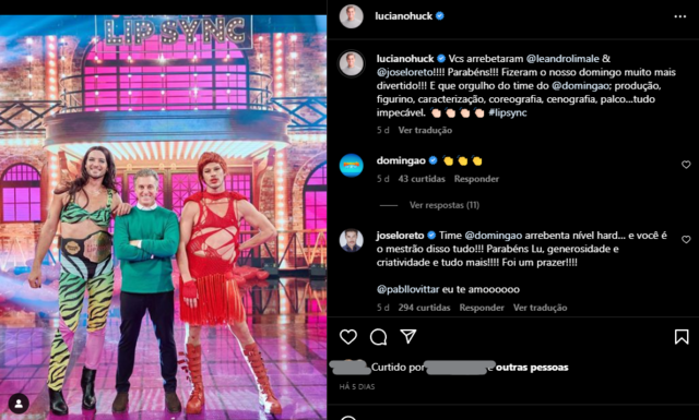 Instagram: Luciano Huck posta sobre seu programa Domingão do Huck