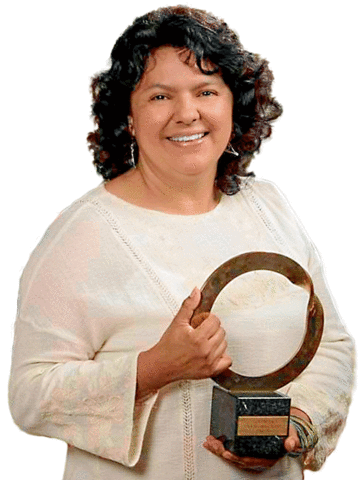 Berta Cáceres recibe el premio Goldman del Medio Ambiente.
