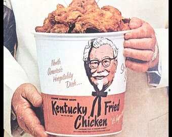 In 1957, he introduced a new product to the menu: the "bucket meal".