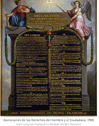la Declaración de los derechos Humanos y el ciudadano son adoptados en la revolución Francesa.