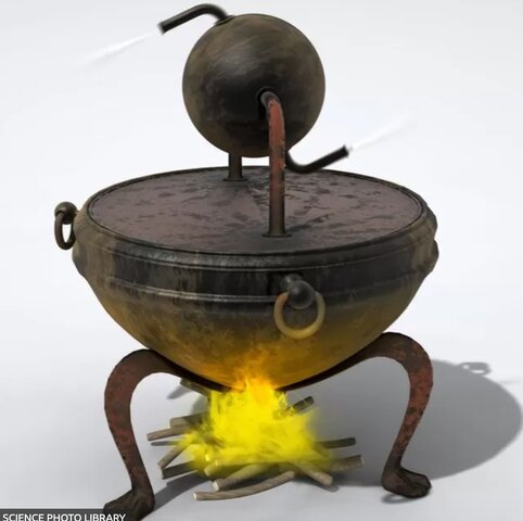 El matemático e ingeniero Herón de Alejandría creó un precedente de la primera máquina de vapor. Llamada "eolípila".
