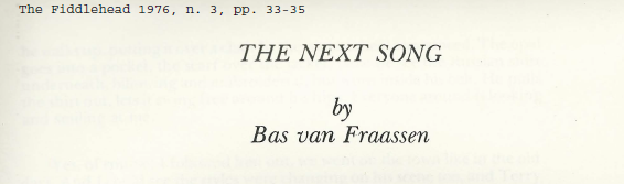"The Next Song" (story), The Fiddlehead , Number III