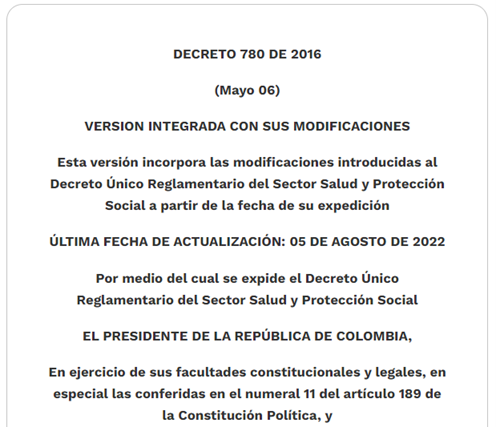 DECRETO 780 DE 2016