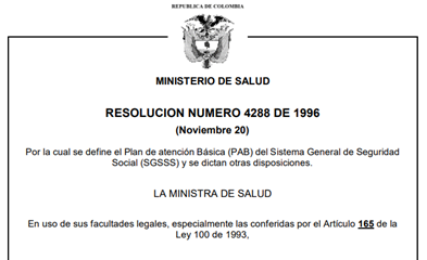 RESOLUCION 4288 DE 1996