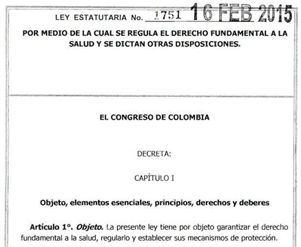 LEY ESTATUTARIA 1751 DE 2015