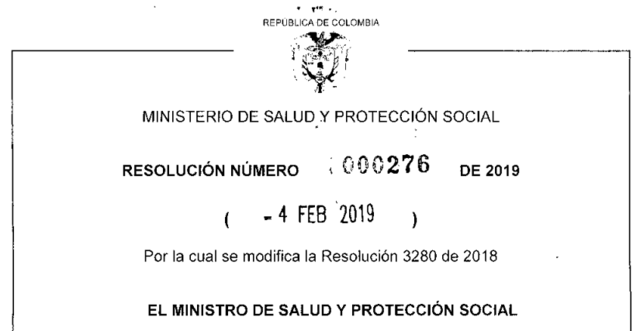 RESOLUCIÓN 276 DE 2019