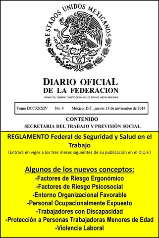 Se publica el reglamento interior y el reglamento Federal de Seguridad y Salud en el Trabajo