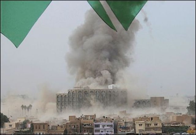 Iraqi Rebels Bomb Government Buildings in Baghdad, Iraq