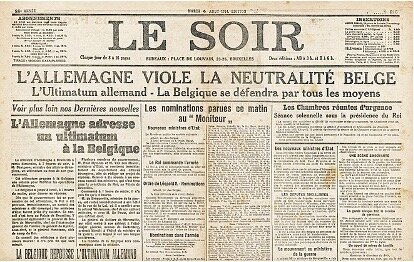 Germany declares war on France and invades Belgium