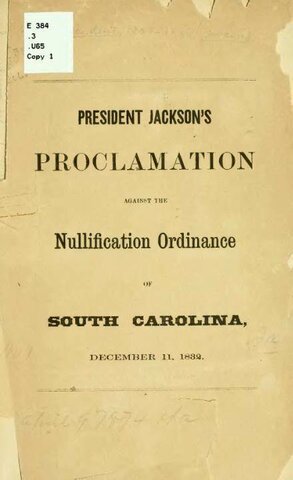 Jackson's Proclamation Against Nullification