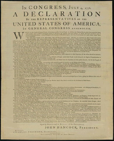 The Declaration of Independence was adopted