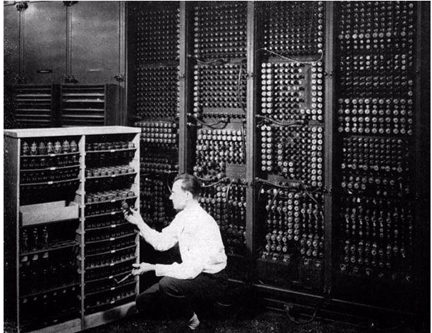 Two professors at the University of Pennsylvania, John Mauchly and J. Presper Eckert, design and build the Electronic Numerical Integrator and Calculator