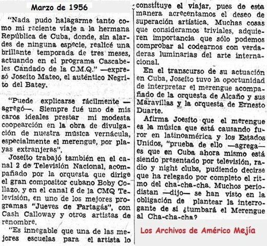 Joseito Mateo de gira por Cuba