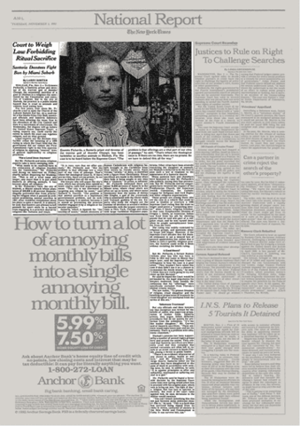 Church of Lukumi Babalu v Hialeah (Ruled Unconstitutional)