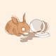Rabbit drinking coffee