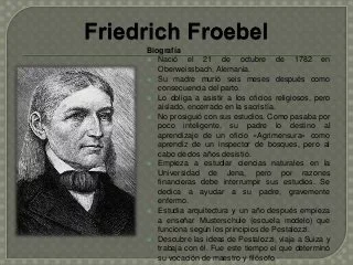 Friedrich Fröbel (1782-1852), 21 de abril de 1782, Oberweißbach, Schwarzatal, 21 de junio de 1852, Marienthal, Alemania Alemania,