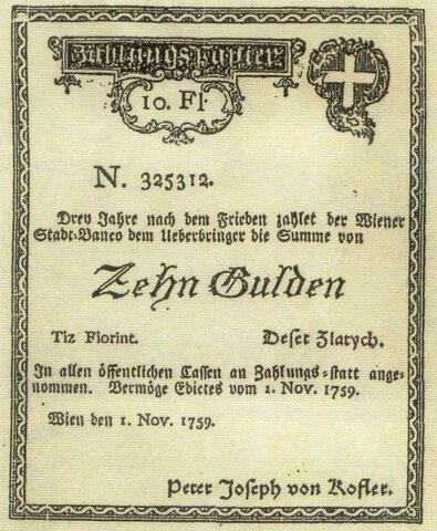 1762 első papírpénz Magyarországon