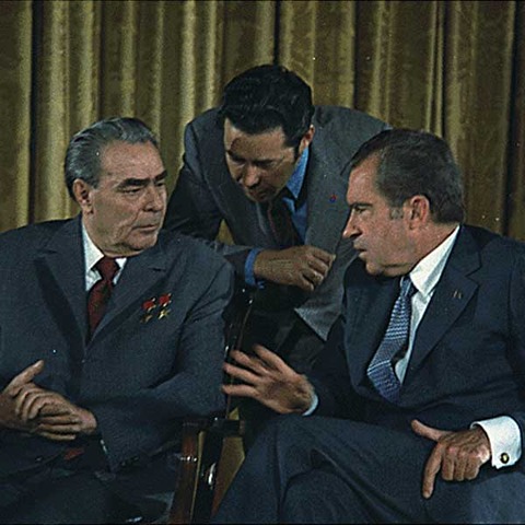 President Richard Nixon visits China and Soviet Union. Nixon and Brezhnev sign first Strategic Arms Limitation Treaty (SALT)