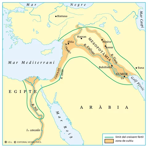 Marc geogràfic de les primeres civilitzacions a Egipte i Mesopotàmia