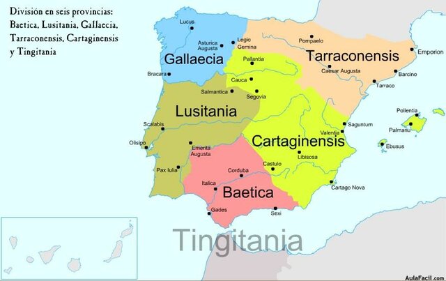 División de Hispania en seis provincias