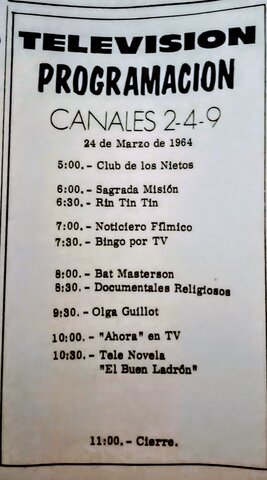 Programacion de RSD-TV en época del Consejo de Estado.