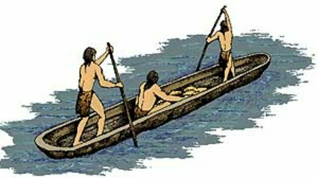 Canoas primitivas. Utilización de la fuerza de los ríos.