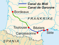 Construcción francesa del canal Du Midi de 250 km, que comunicó el Atlántico con el Mediterráneo.