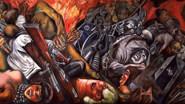 Orozco regresa a México y pinta la Katharsis en el Palacio Bellas Artes