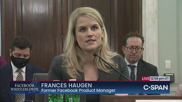Facebook Whistle Blower Testifies Before Congress