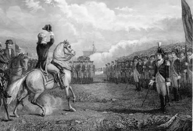 Washington takes comand in Boston