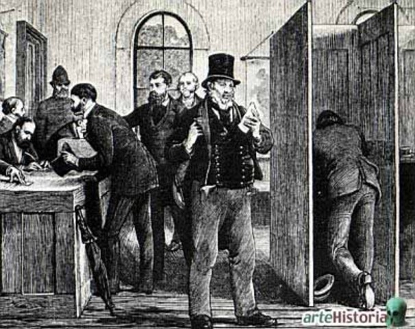 The secret ballot act of 1872 is first used.