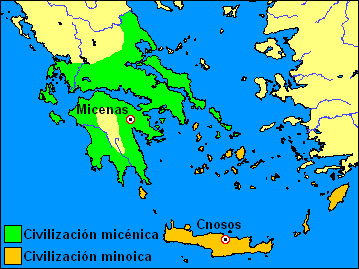 MAPA DE LA CIVILIZACION MINOICA Y MICÉNA