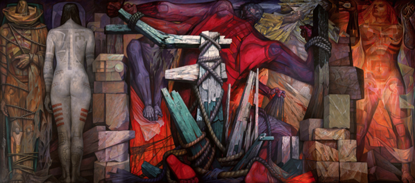 Creación del mural "Liberación" o "La humanidad se libera de la miseria"