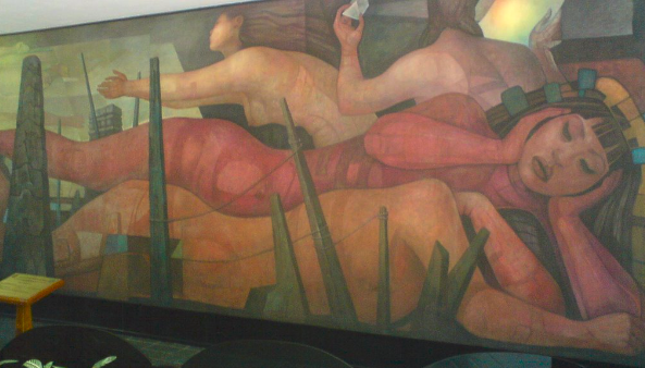 La humanidad hacia la luz, mural pintado