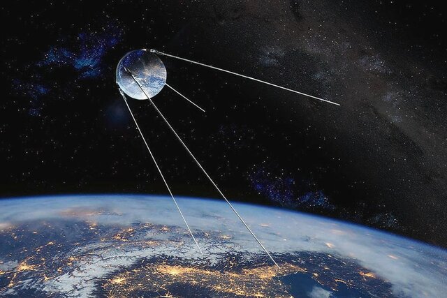 Primer satélite artificial. El sputnik 1, lanzado por la Unión Soviética