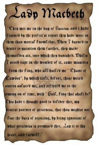 Lady Macbeth receives a letter from Macbeth